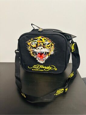 Ed Hardy Shana Tiger Black Lunch Bag NWT By Christian Audigier Y2K